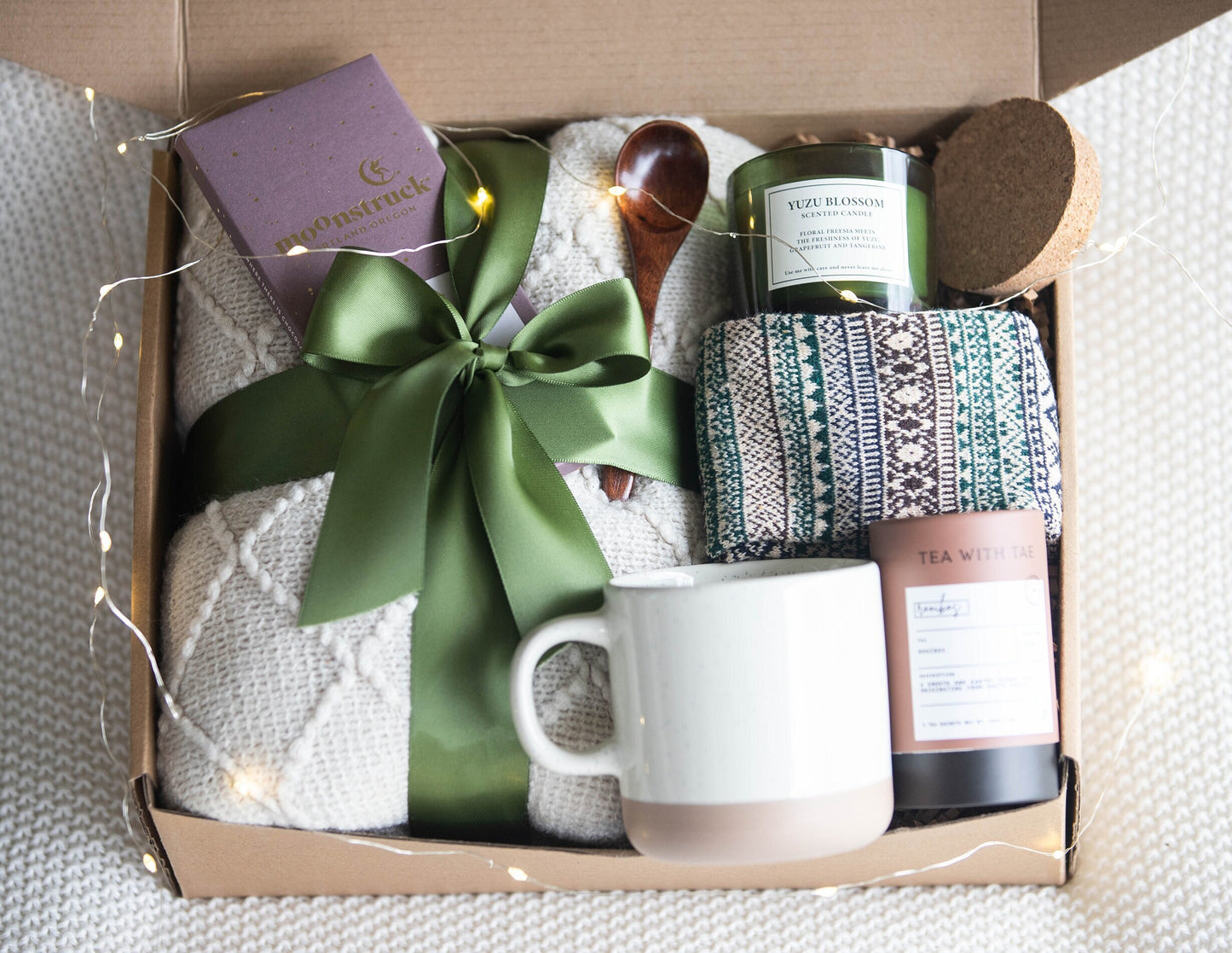 Hygge gift with blanket Cozy Fall Gift Comforting Gift Package Sympathy Gift Basket Thinking of you gift Sending Hugs Gift for Mom