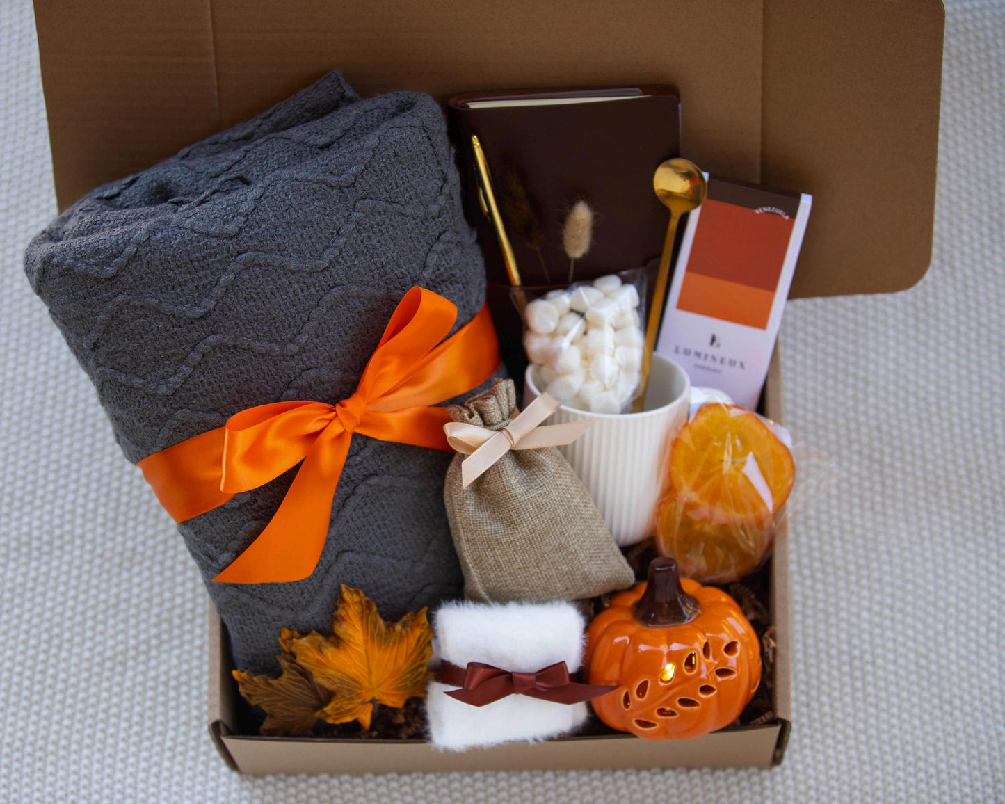 Fall Gift Box Cozy Gift Hygge Pumpkin Gift Box Sunshine Care Package Sunshine Box, Thinking of You, Sending Hugs Cozy Gift Box
