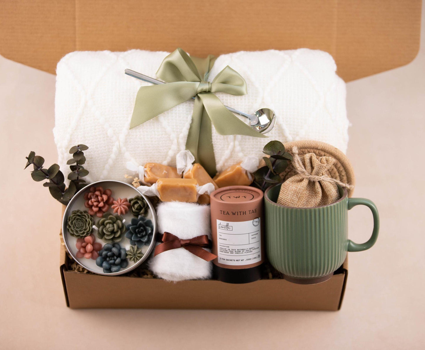 Best Gift for Women Cozy Coffee Lover Gift For her Fall Gift Box with Blanket & Socks | Care Package for Her Comfort Birthday Care Package