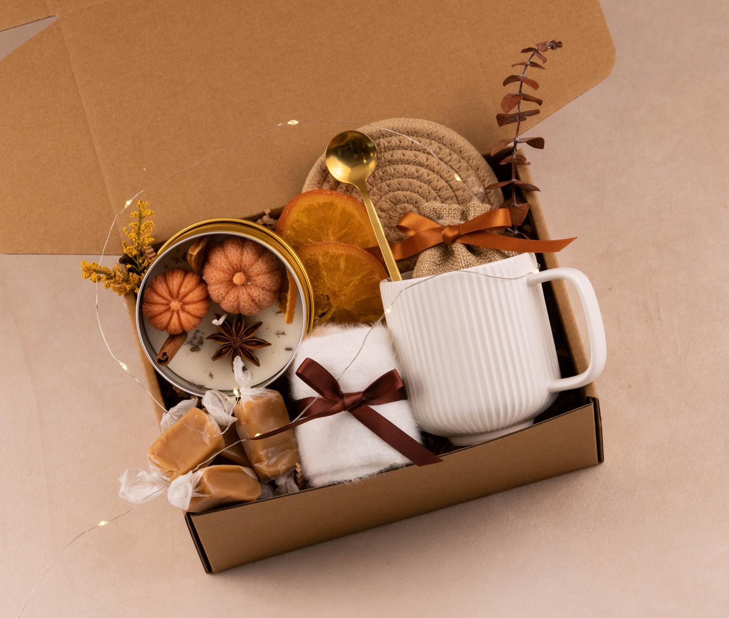 Self Care Package Gift For her Fall Gift Basket for Women Gift Box Fall Spa Care Package for Women Sending Hugs Relaxation Gift box