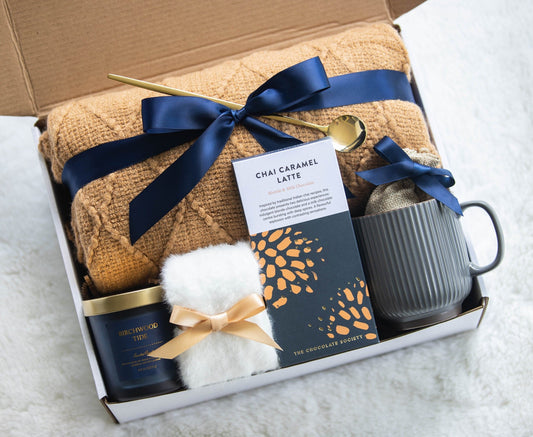 Hygge gift with blanket Cozy Fall Gift Comforting Gift Package Sympathy Gift Basket Thinking of you gift Sending Hugs Gift for Mom