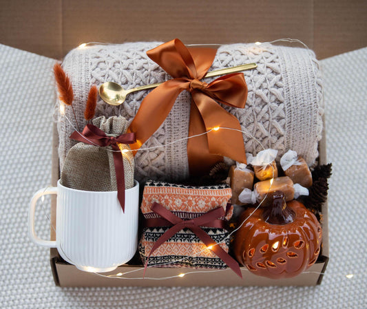 Fall Gift Box Cozy Gift Hygge Pumpkin Gift Box Sunshine Care Package Sunshine Box, Thinking of You, Sending Hugs Cozy Gift Box