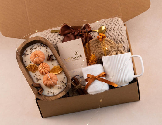 Hygge Fall Gift Box, Fall Gift Basket, Fall Season Gift, Cozy Fall Gift Set, Harvest Gift, Pumpkin Spice, Cozy Blanket Gift Box